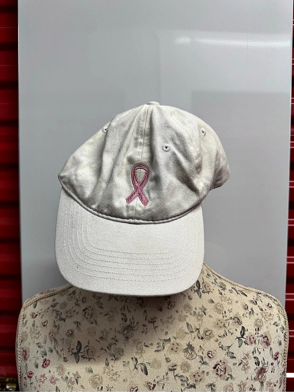 Port & Company Pink Ribbon Baseball Cap White
